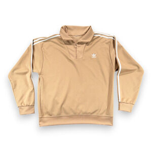 Vintage Adidas Jacket Adult LARGE Brown Quarter Zip Track Pullover Trefoil 80s